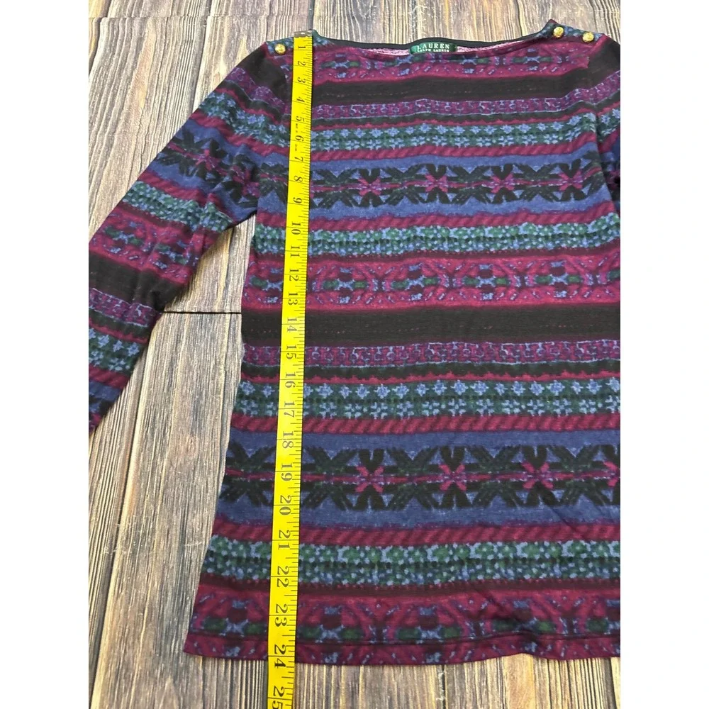 Lauren Ralph Lauren Sweater Womens Large Multicolor Boat Neck Pullover Top